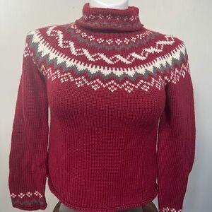 GAP WOMENS KNITTED SWEATER 100% COTTON MOCK NECK RED COLOR LONG SLEEVE PRE-OWNED